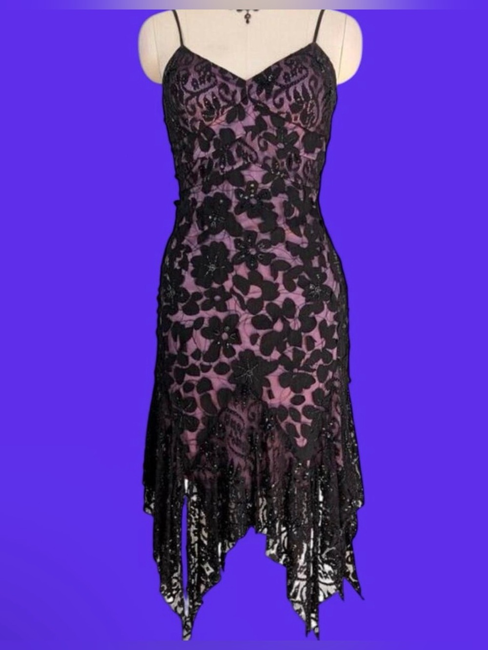 Vintage Y2K ✨stunning✨ Sue Wong black beaded fairycore dress.